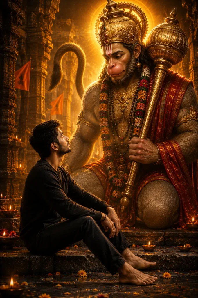 Hanuman Ji Divine Eye Contact AI Photo Prompt