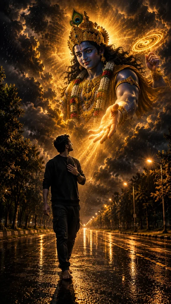 Lord Krishna Divine Blessing AI Image Prompt