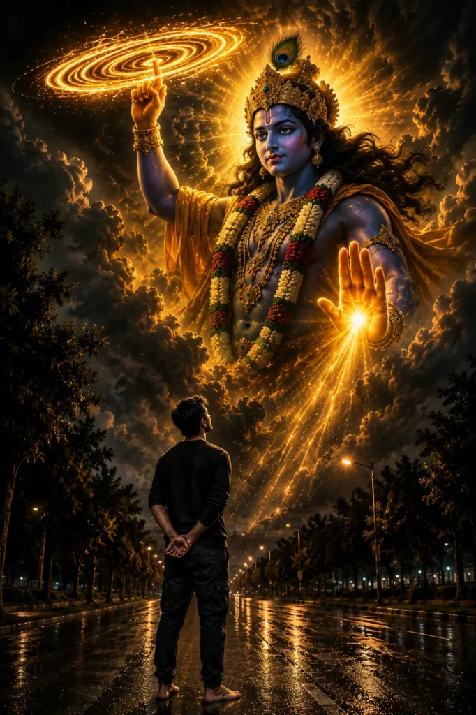 Lord Krishna Sudarshan Chakra Protector AI Image Prompt