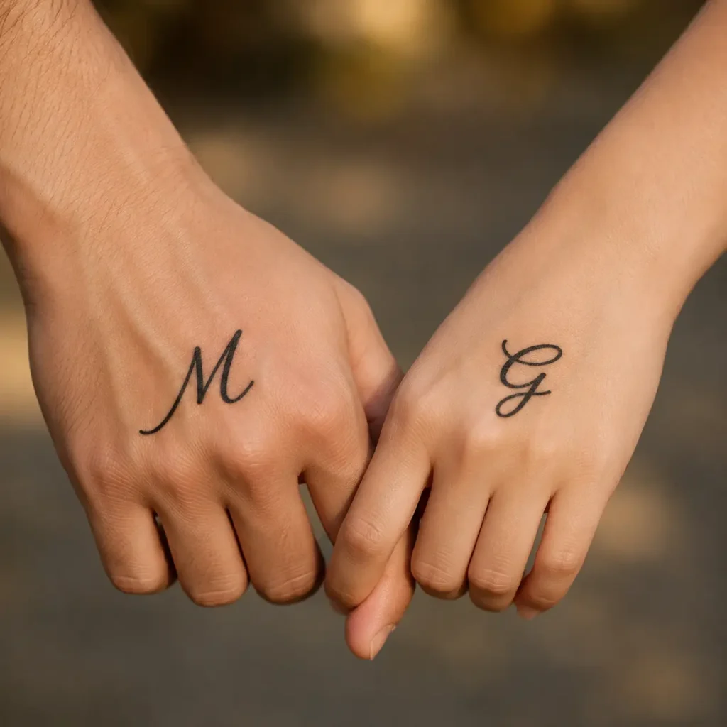 Romantic Hand Holding Initials AI Prompt
