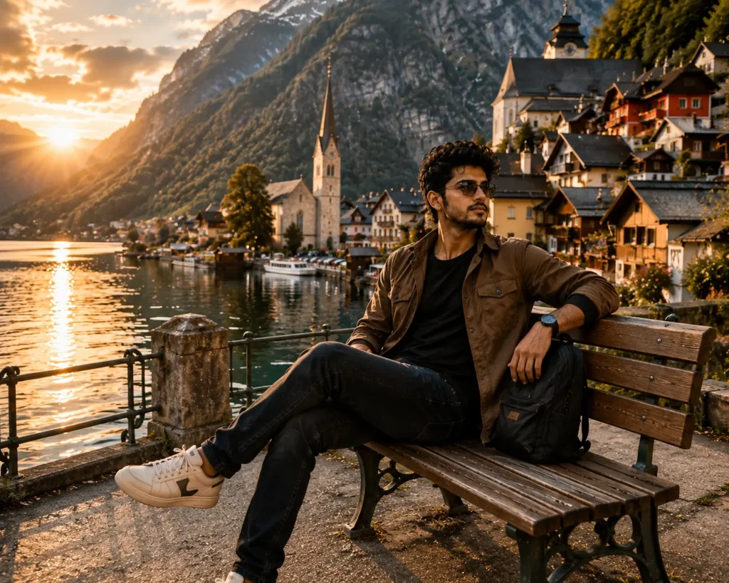AI Sitting Travel Pose Promp
